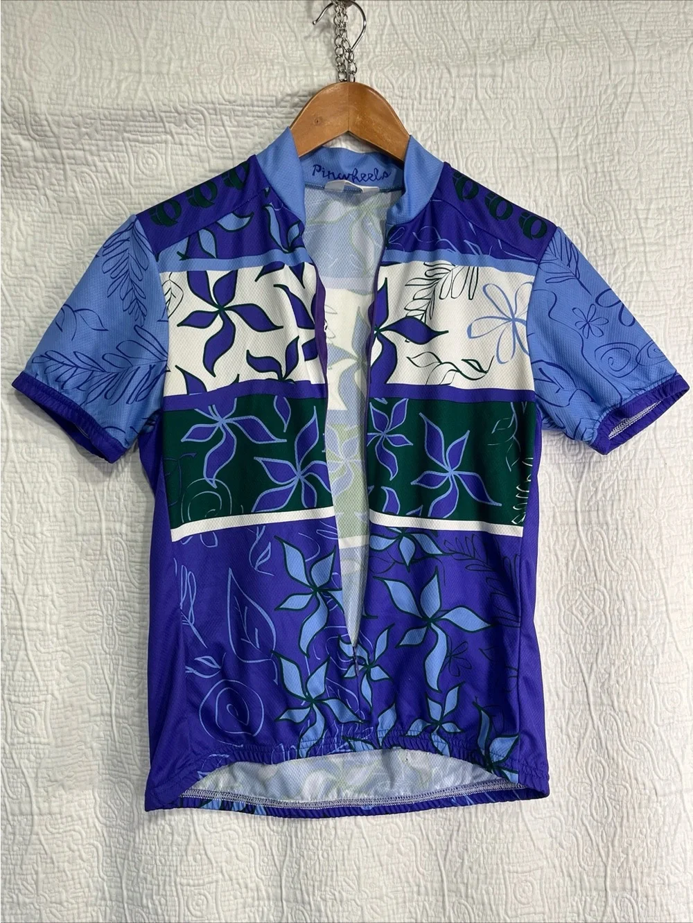 Vintage Y2K Pearl Izumi Pinwheels Bike Jersey Womens Small SS Groovy Cycling Top